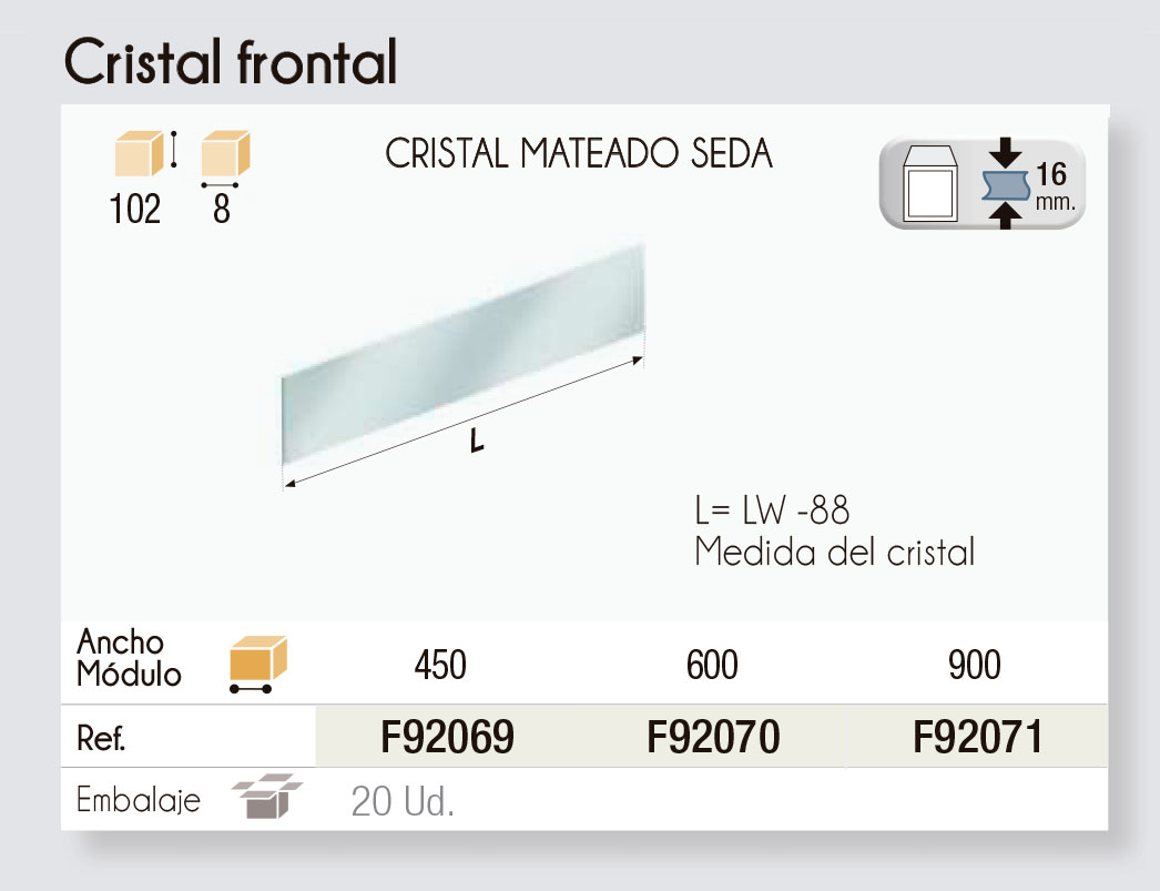Caj N Altura Frontal Cristalt - Style - CajÓn 184 Mm - Cristal Frontal