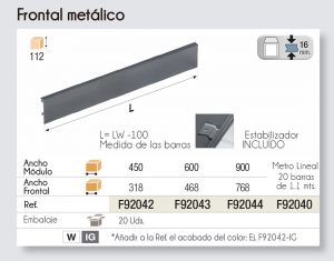 Style Cristal Frontal Met - Style Box Cristal - CajÓn Interior 70 Mm