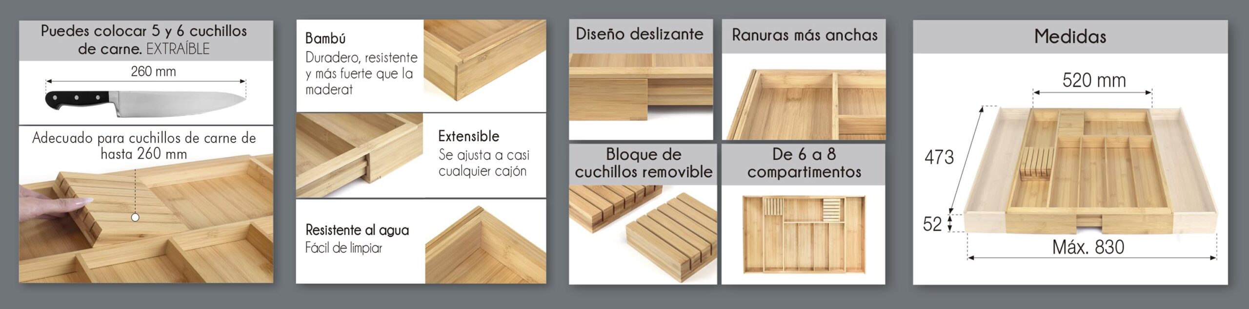 Cubertero Extensible Nogal Det