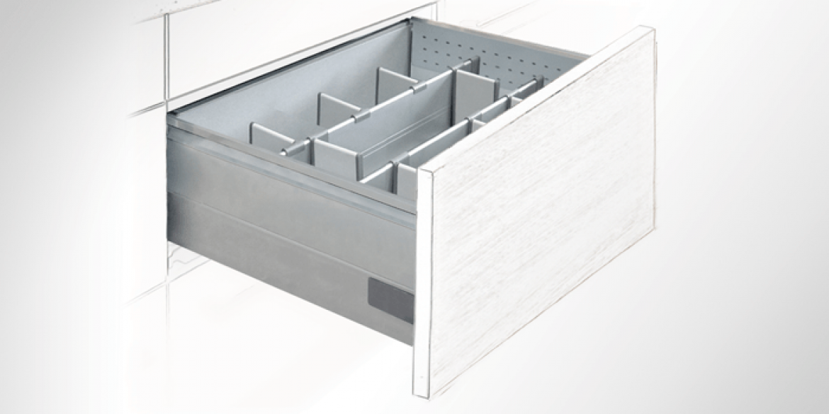 Pot and Pan Drawer Height 184 mm. – With metallic side