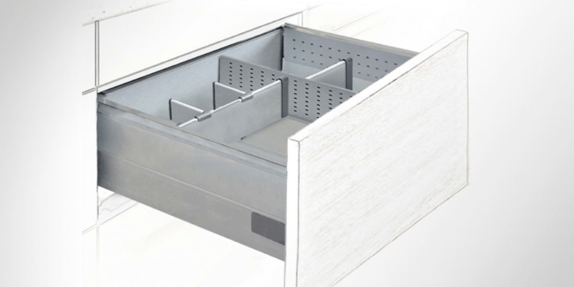 Pot and Pan Drawer Height 184 mm. – Whit horizontal divider
