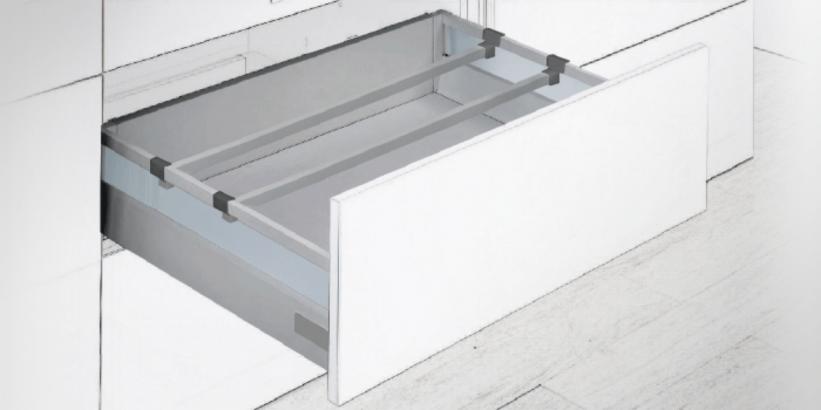 Pot and Pan Drawer MB PLUS Height 152 mm. – With glass side 4 mm.